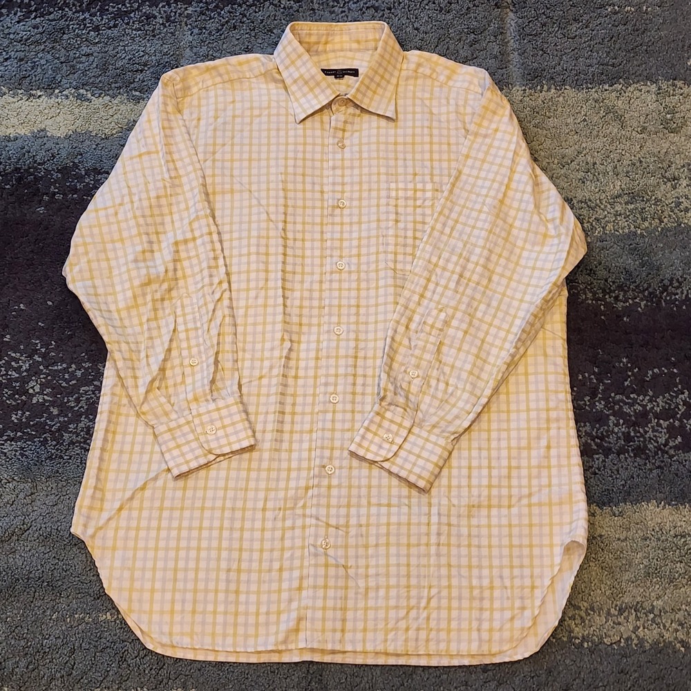 Robert Talbott Size 16-34 Green Blue Chckered Button Up Men's Long Sleeve Shirt